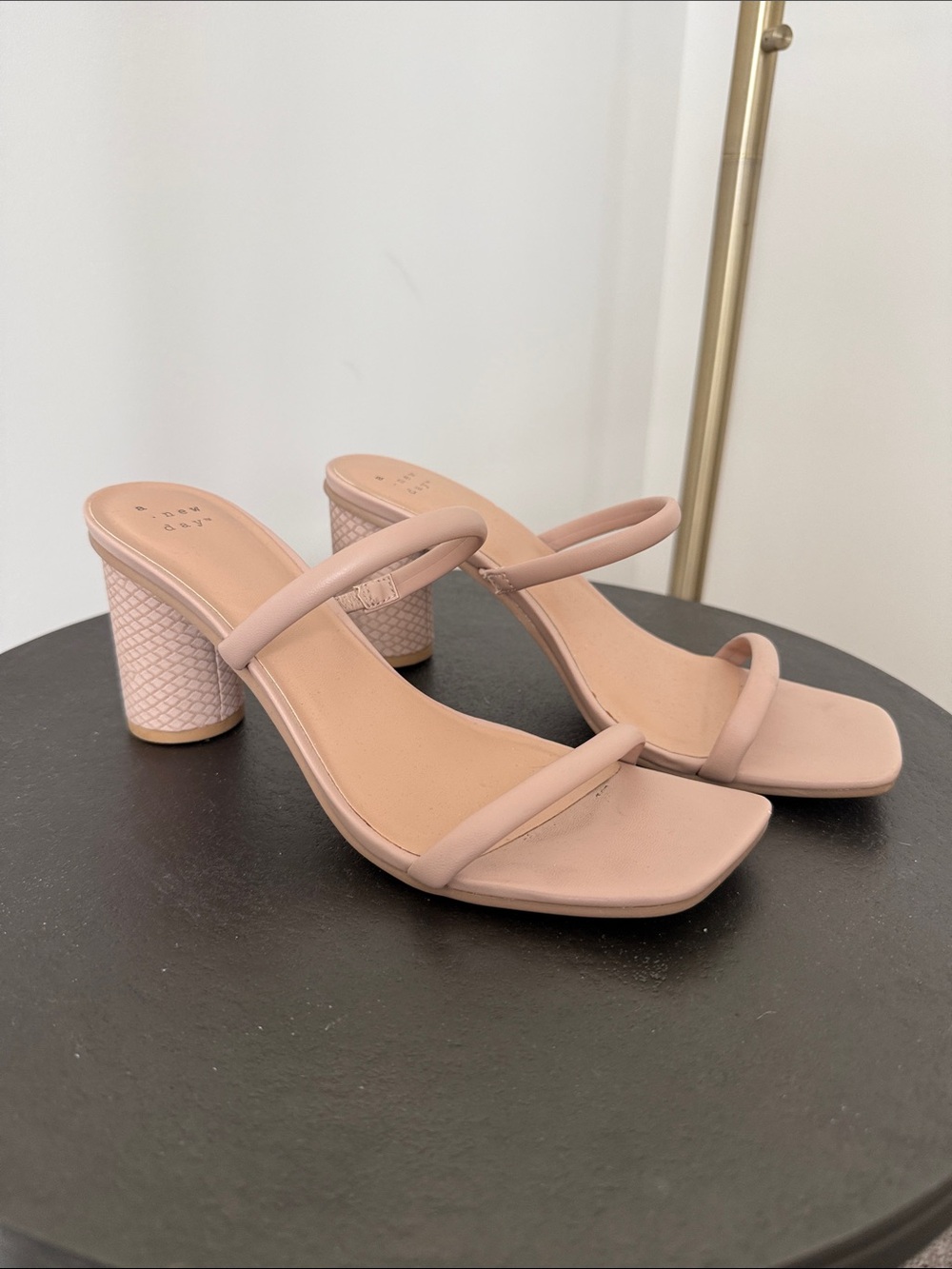 a new day Blush Pink Double-Strap Block Heel Sandals